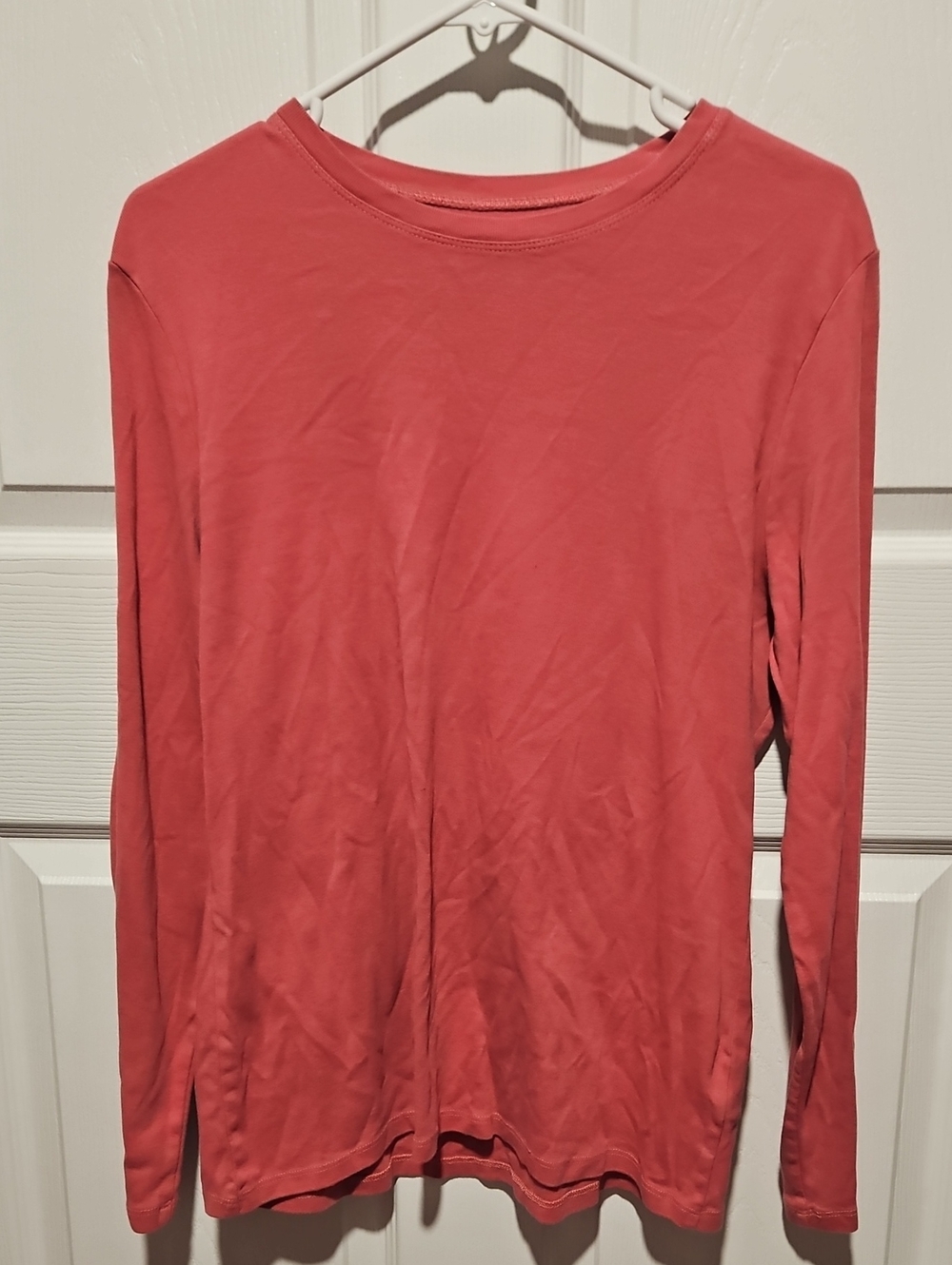 Eddie Bauer Long-Sleeve Crew Top in Coral Pink